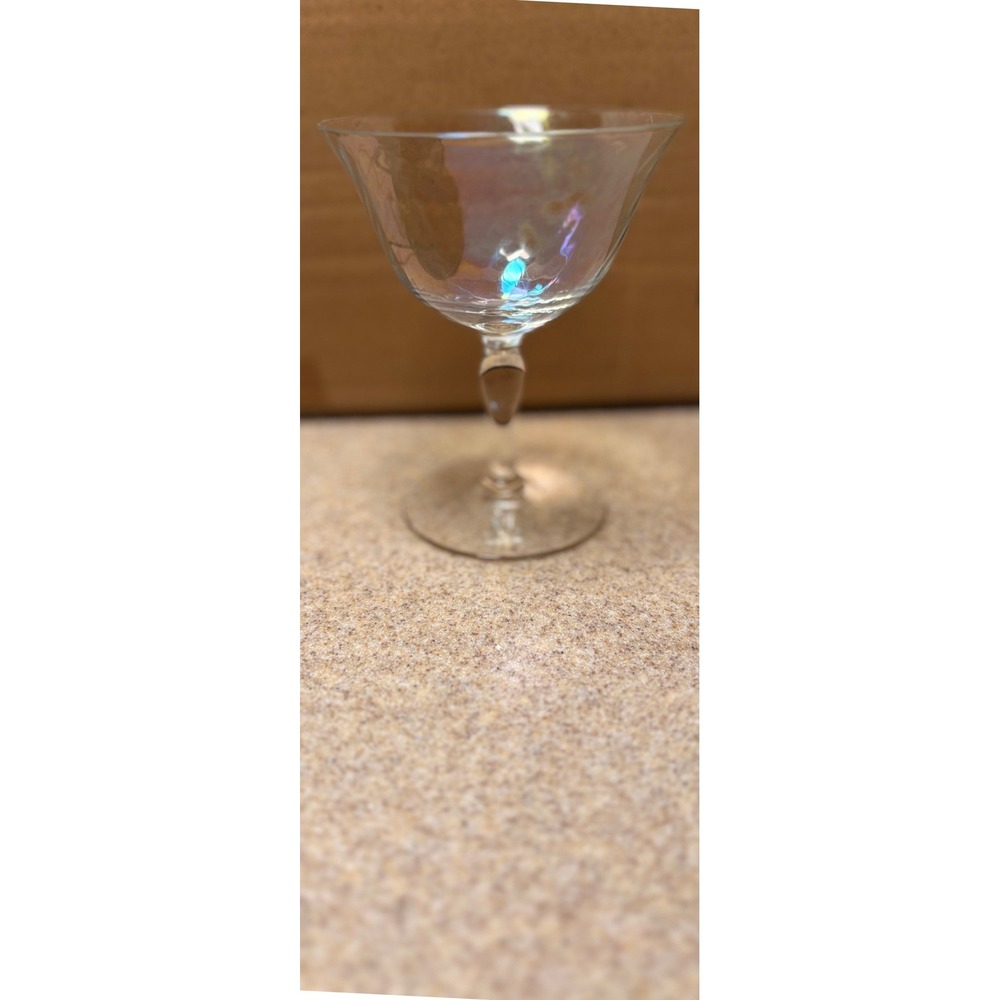 Pearl Finish‎ Champagne Coupe Glass Clear Good Iridescent Optic Swirl MCM